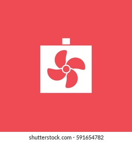 Radiator With Fan Flat Icon On Red Background