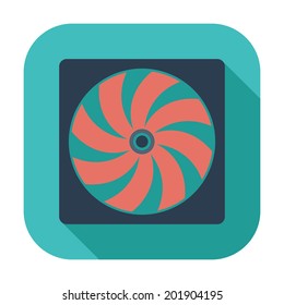 Radiator fan. Single flat color icon. Vector illustration.