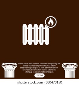 Radiator with fire symbol vector icon.