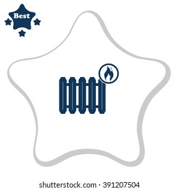 Radiator with fire symbol vector icon.