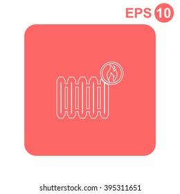 Radiator with fire symbol vector icon.
