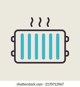 Radiador, icono del vector del calefactor. Construcción, reparación y construcción. Símbolo gráfico para el diseño de su sitio web, logotipo, aplicación, interfaz de usuario