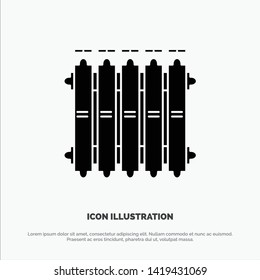 Radiator, Heating, Battery, Warm, Heat solid Glyph Icon vector
