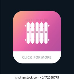 Radiator, Heating, Battery, Warm, Heat Mobile App Button. Android and IOS Glyph Version