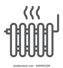 Radiator heating line icon, Real estate and home, heat sign vector graphics, a linear pattern on a white background, eps 10.