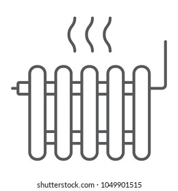 Radiator heating thin line icon, Real estate and home, heat sign vector graphics, a linear pattern on a white background, eps 10.
