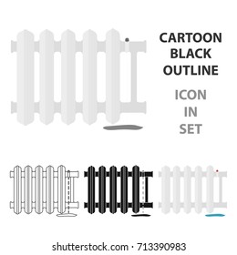 Radiator icon in cartoon style isolated on white background. Plumbing symbol stock vector illustration.