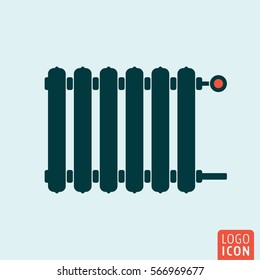 Radiator icon. Heating radiator with adjuster of warming. Vector illustration