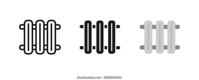 Radiator icon. Heating system vector illustration. Home appliance symbol for temperature regulation. Energy-efficient climate control pictogram. Warmth and comfort concept for interior design.