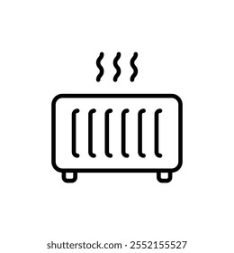 Ícone do radiador. Ícone de aquecimento doméstico. Sinal linear do sistema Hvac. Conceito simples para o design de IU do aplicativo móvel da Web do seu logotipo. Ilustração de contorno de vetor.