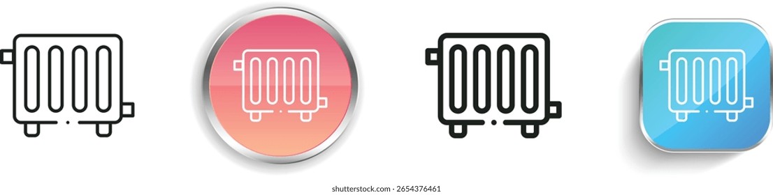 radiator icon. Thin Linear, Regular and Button Style Design Isolated On White Background