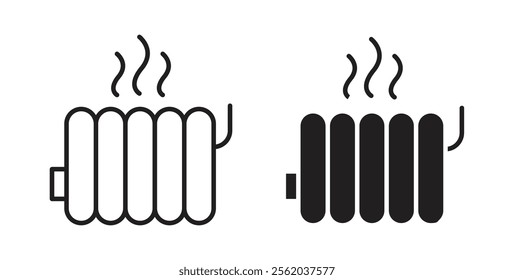 Radiator icons in flat and line style set.