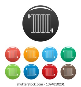 Radiator icons set 9 color vector isolated on white for any design