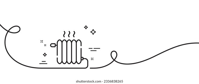 Icono de línea del radiador. Una línea continua con curl. Signo del vector de calor. Símbolo del calentador de temperatura. cinta de contorno simple del radiador. Patrón de curva de bucle. Vector