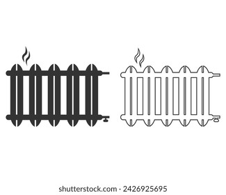The radiator line icon set, the logo on a white background flat vector sign