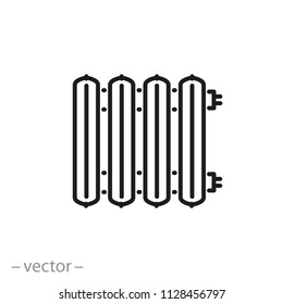 radiator linear vector icon, cast-iron heating radiator line sign isolated on white background - editable vector illustration eps10