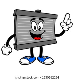 Radiator Mascot Pointing - A vector cartoon illustration of a motor radiator mascot pointing.