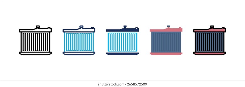 Conjunto de ícones de vários estilos do radiador