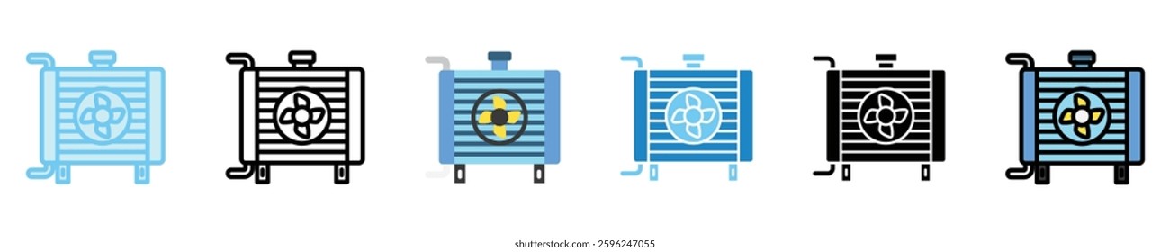 Radiator multi style icons set. use for modern concept, print, UI, UX kit, web and app development. Vector EPS 10, related to car service, auto garage, car spare part.