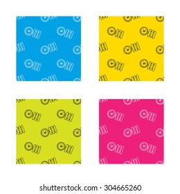 Radiator with regulator icon. Heater sign. Textures with icon. Seamless patterns set. Vector