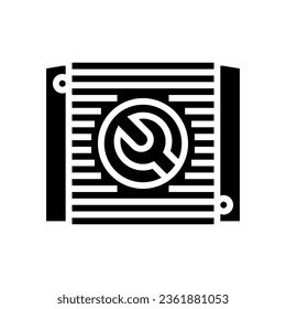 radiator repair car mechanic glyph icon vector. radiator repair car mechanic sign. isolated symbol illustration