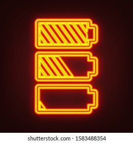 Radiator sign illustration. Yellow, orange, red neon icon at dark reddish background. Illumination. Illustration.