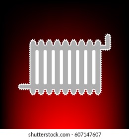 Radiator sign. Postage stam or old photo style on red-black gradient background.