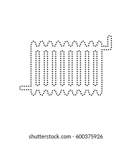 Radiator sign. Vector. Black dotted icon on white background. Isolated.