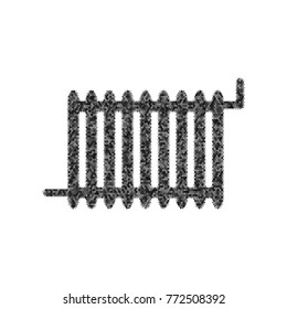 Radiator sign. Vector. Black icon from many ovelapping circles with random opacity on white background. Noisy. Isolated.