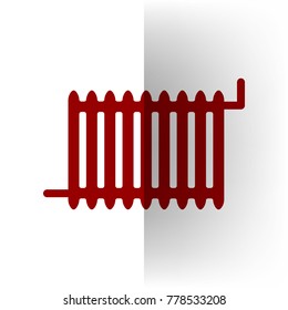 Radiator sign. Vector. Bordo icon on white bending paper background.