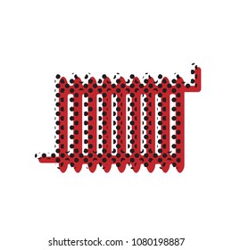 Radiator sign. Vector. Brown icon with shifted black circle pattern as duplicate at white background. Isolated.