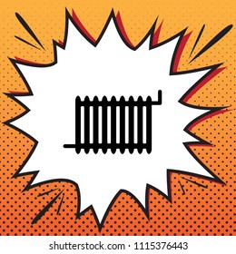 Radiator sign. Vector. Comics style icon on pop-art background.