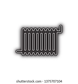 Radiator sign. Vector. Double contour black icon with soft shadow at white background. Isolated.