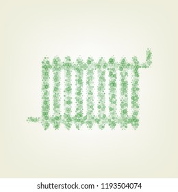 Radiator sign. Vector. Green hexagon rastered icon and noised opacity and size at light green background with central light.