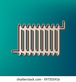 Radiator sign. Vector. Icon printed at 3d on sea color background.