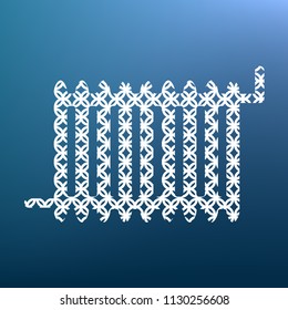 Radiator sign. Vector. White textured icon at lapis lazuli gradient background.