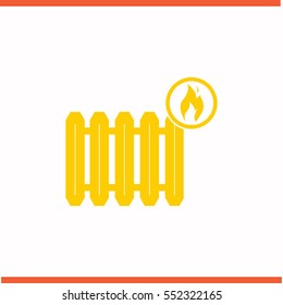 Radiator vector yellow icon on white background. Radiator symbol stock bitmap illustration. Business picture.