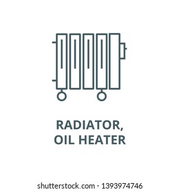 Radiator,oil heater vector line icon, linear concept, outline sign, symbol