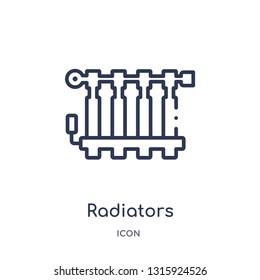 radiators icon from shapes outline collection. Thin line radiators icon isolated on white background.