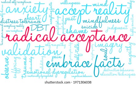 Radical Acceptance Word Cloud On A White Background. 