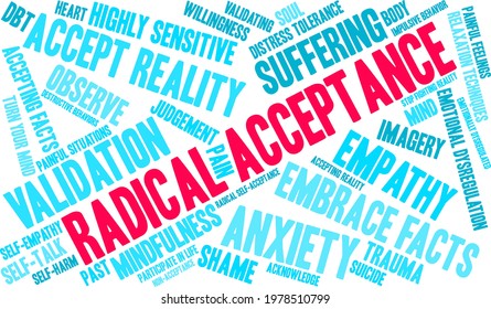 Radical Acceptance Word Cloud On A White Background. 