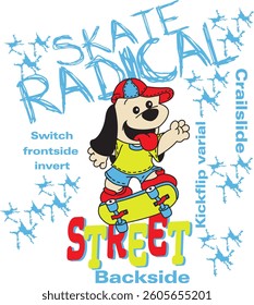 Radical Street Dog Cartoon Skateboarding