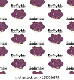 Radicchio seamless pattern on the white background. Vector illustration