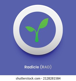 Radicle RAD Crypto currency logo and symbol icons vector template. Can be used as stickers, badges, buttons and emblems for virtual digital money technology concept