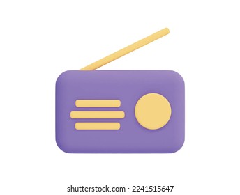 Radio con dibujos animados de iconos vectoriales 3d estilo mínimo