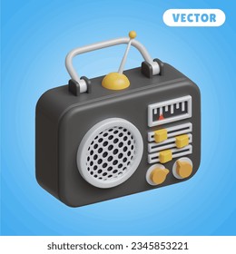 ensemble d'icônes vectorielles radio 3D, sur fond bleu