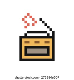 Radio 8 bit transistor music audio stereo note with volume,speaker,cartoon,tuner,broadcast.