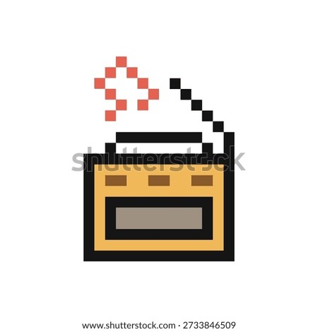 Radio 8 bit transistor music audio stereo note with volume,speaker,cartoon,tuner,broadcast.