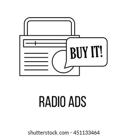 Radio Ads Icon Or Logo Line Art Style. Vector Illustration.