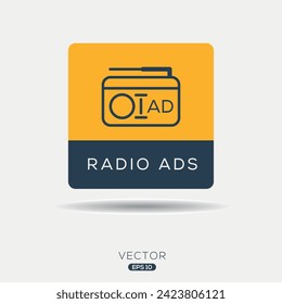 Radio ads Icon, Vector sign.